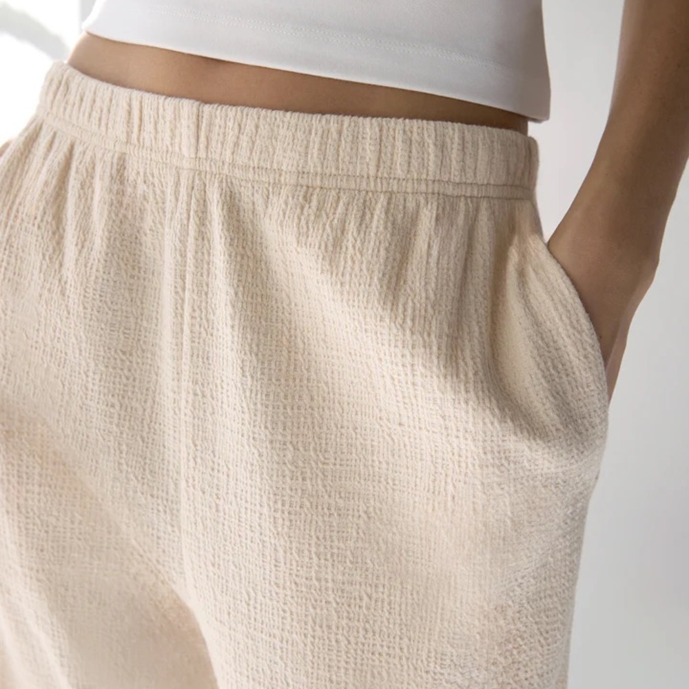 OAK + FORT light grey gauze cropped lounge pant - Picture 8 of 8